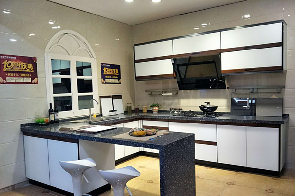 蓝谷厨房现代简约微晶玻璃整体厨房